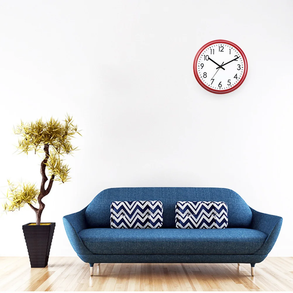 

Round Dial Quartz Clock 10-Inch Numeral Numbers Easy to Read Silent Decorative for Living Room Bedroom Kitchen Red