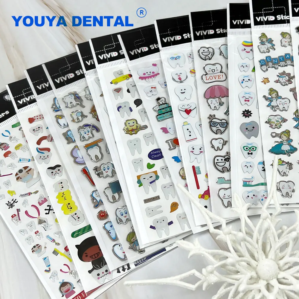 Molar Shaped Dental Tooth Stickers Dentist Gift Decorative Brushing Pattern Sticker Graffiti Decals Waterproof Clinic Decoration