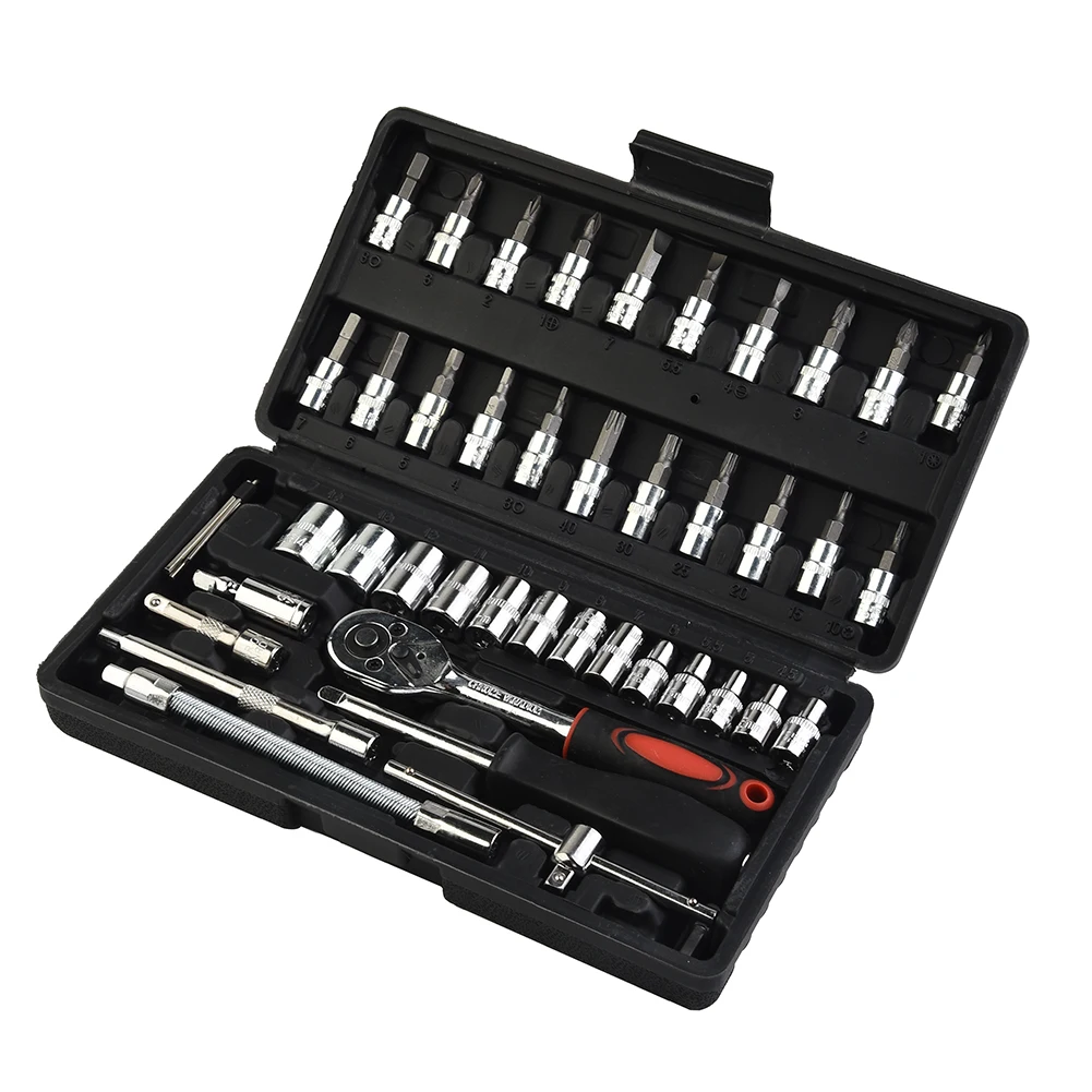 Joint Car tool set Rotating Connector Handle Kit Ratchet Replacement Rod Slider Spanner Vehicle Wrenches 46pcs