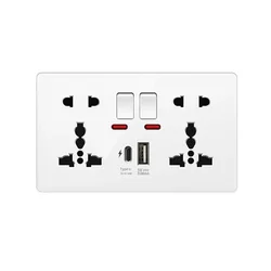 White 18W Type-C Smart Quick Charging usb wall socket, Electrical Outlet Wall Plug with USB, Universal Dual 5-pin Power Socket
