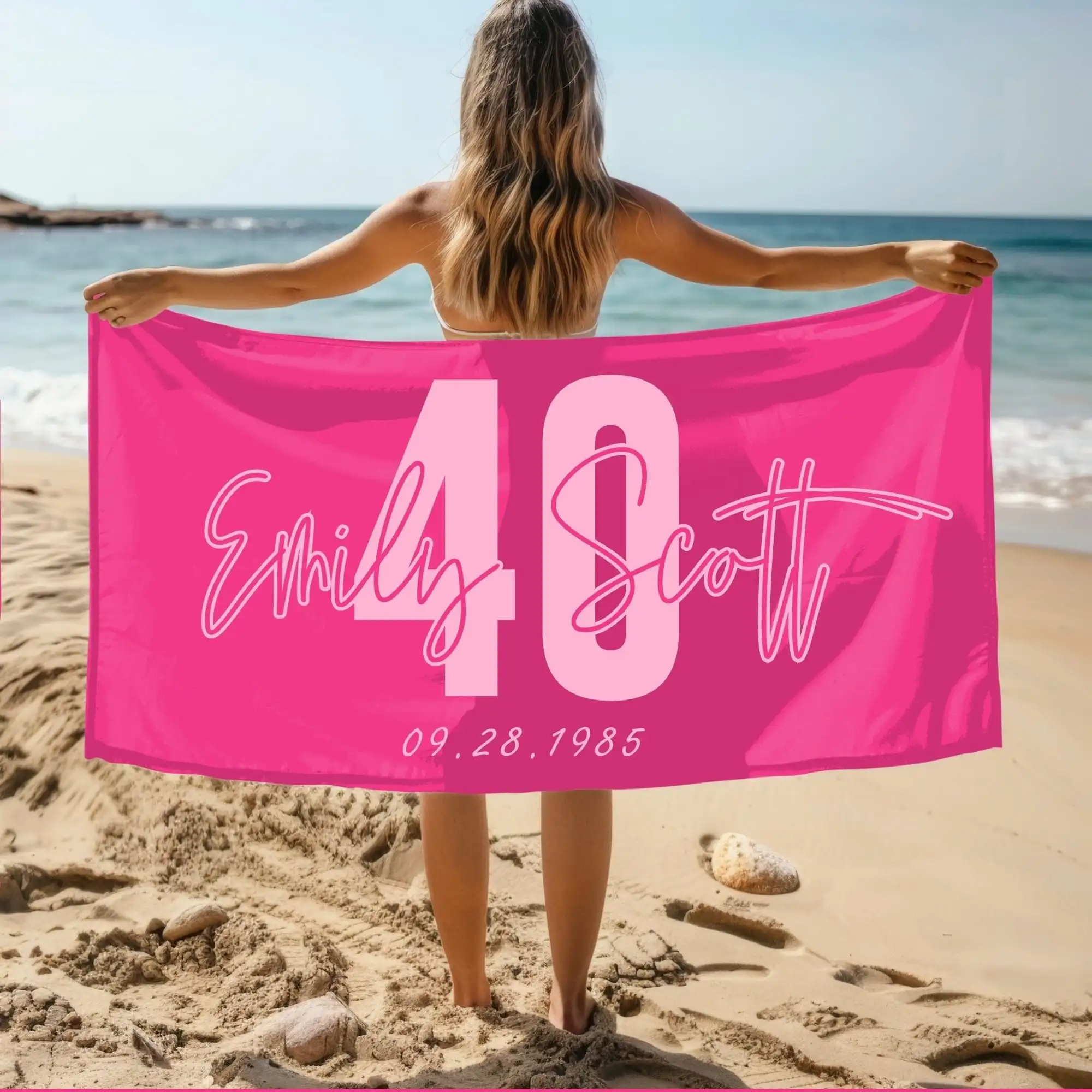 1pc Custom Name Beach Towel Personalized Microfiber Towel for Wedding Party Souvenir for Beach Swimming Bath Yoga Seaside