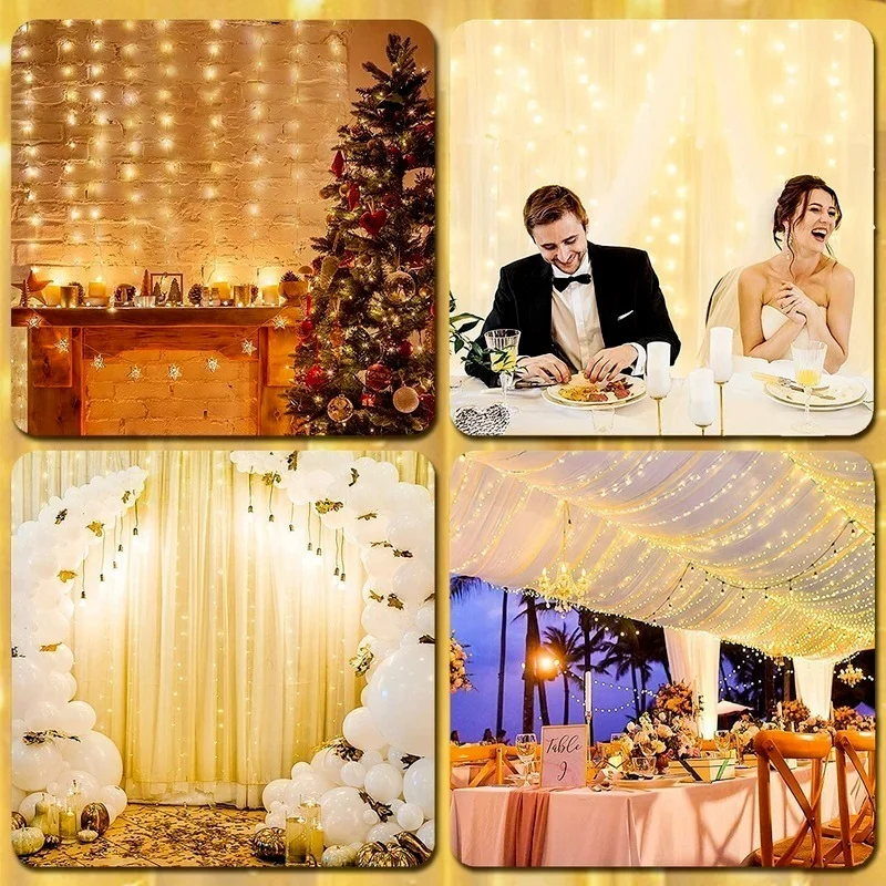 Luz de anillo de flor de cuento de hadas con Control remoto para decoración navideña, cortina de dormitorio, caja de batería, 6M