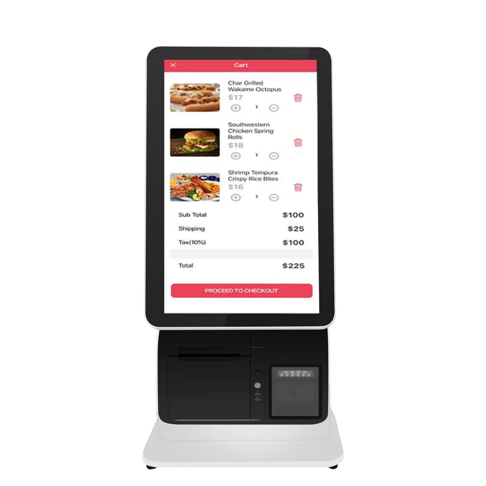 كشك لمطعم المدرسة مقصف الكل في واحد نظام Pos شاشة تعمل باللمس آلة طلب الخدمة الذاتية للوجبات السريعة