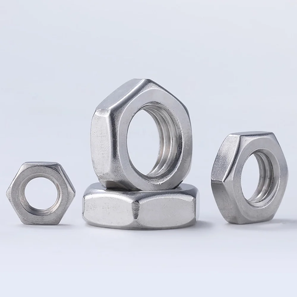 M2 M2.5 M3 M4 M5 M6 M8 M10 M12 M14 M16 M18 M20 M22 M24 M27 M30 Half Lock Nuts 304 Stainless Steel Flat Hex Hexagon Thin Jam Nut