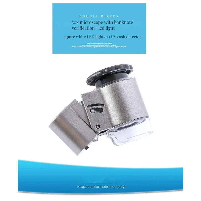 Ювелирная лупа, ручная лупа, 50X, новый мини-микроскоп со светодиодным УФ-светом для идентификации живописи, увеличительное стекло A62X