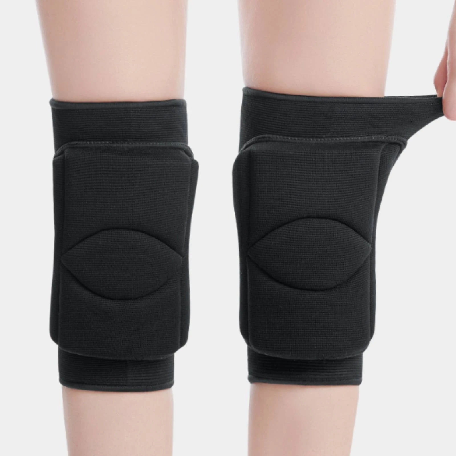 Sponge Knee Protector with Front Cushioning Pad Sturdy Elastic Knitted Knee Support with Side Padding Stretch-Fit Close-Fitting
