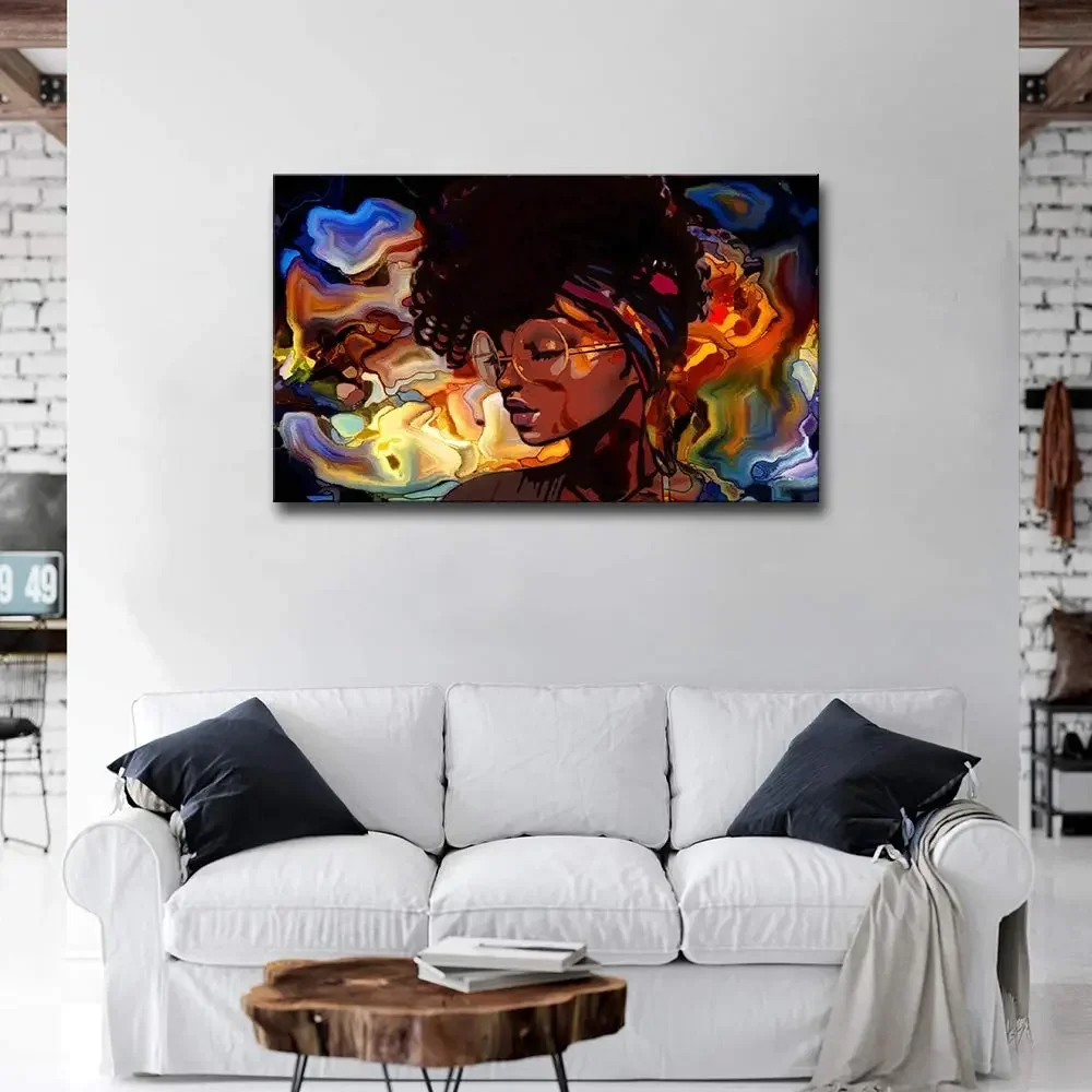 African American Women Canvas Wall Art Hippie Painting