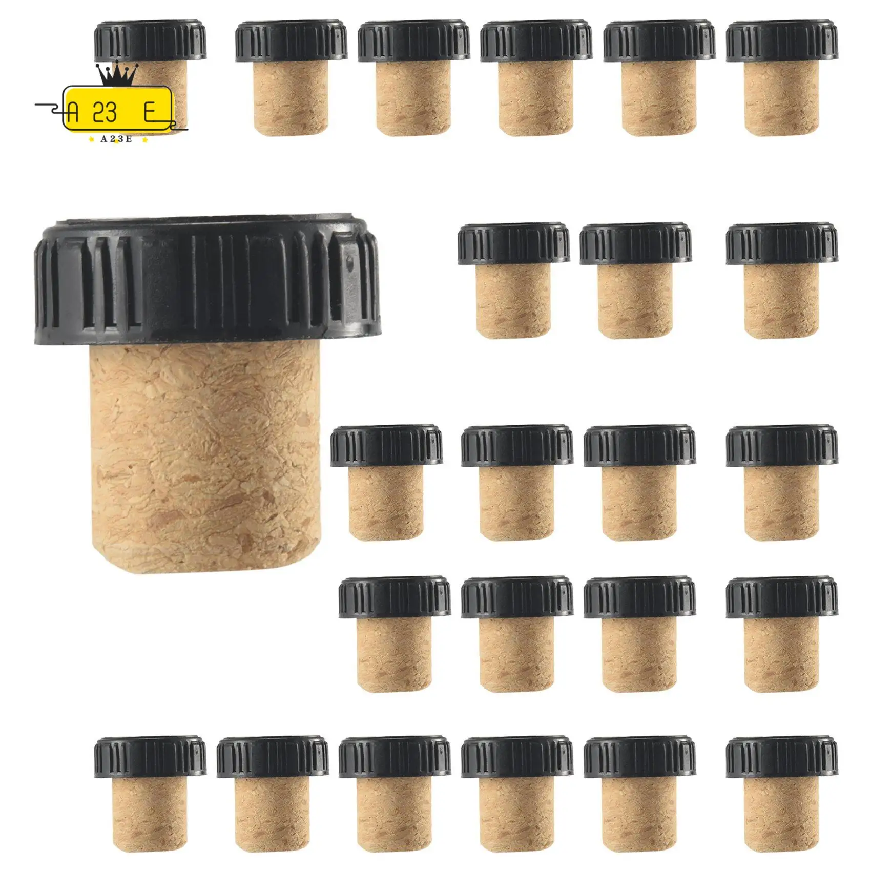 A23E-24 Pieces Cork Plugs Cork Stoppers Tasting Corks T-Shape Wine Corks With Top Wooden Wine Bottle Stopper Bottle Plugs