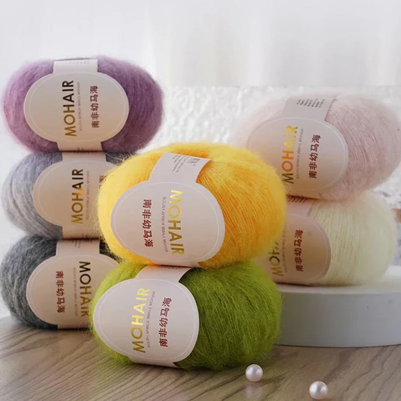 Mohair Yarn for Baby,Soft Knitting Wool,Crochet Yarn for Hand-Knitting,Warm Sweater, Shawl Scarf,DIY Baby Socks Clothes,25g/Roll