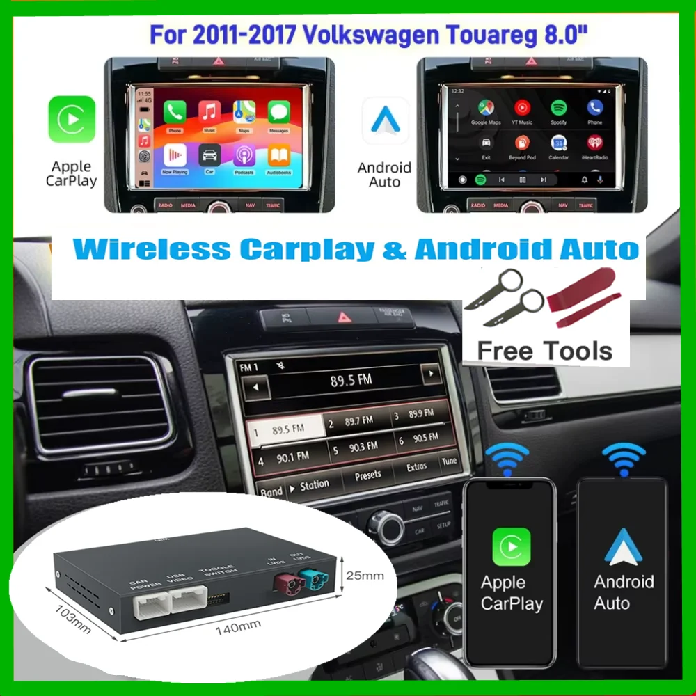 CARABC Kabelloser Carplay-Adapter Android Auto Nachrüstmodul für Volkswagen 8' Touareg RNS850 Airplay VW CarPlay