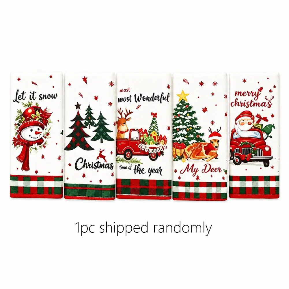 1 packs of soft and comfortable Christmas towels, cartoon Christmas patterns with good water absorption, Christmas decorations,
