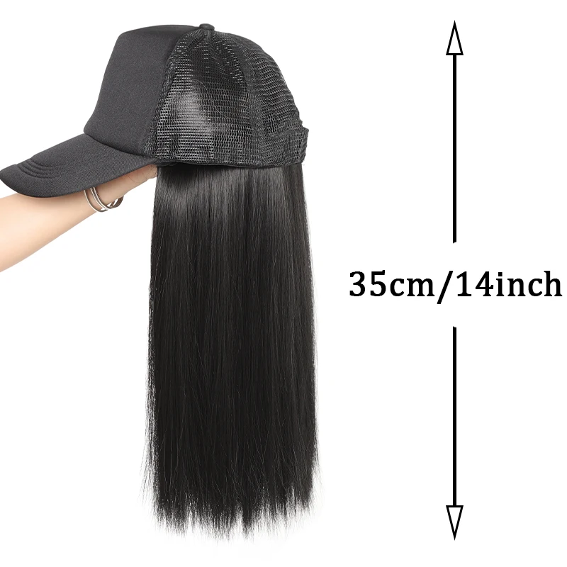 Black duck tongue sponge hat wig long straight hair adjustable size women's synthetic wig easy to wear suitable for daily use