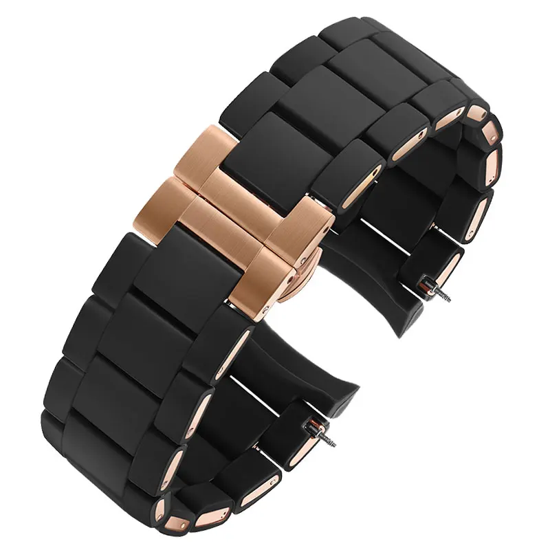 For Armani AR5905 5920 5891 5889 5919 Silicone +Stainless steel Watchstrap Rubber Men\'s and Women\'s Watchband 20MM 23MM Bracelet