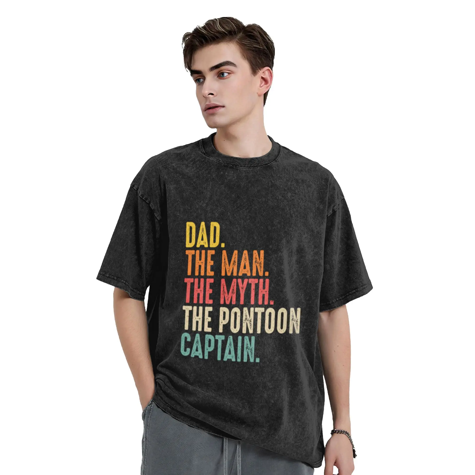 Funny Pontoon Dad Art For Men Boating Pontoon Boat Captain Unique Trendy A Vintage Oversized Cotton Unisex T-Shirts