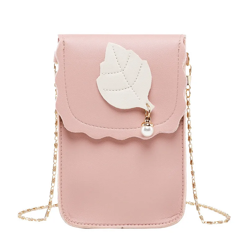 

2022 Korean Fashion Mini Mobile Phone Bag with Pearl Female Messenger Bag Women Small Wallet Messenger Chain Bags Gift