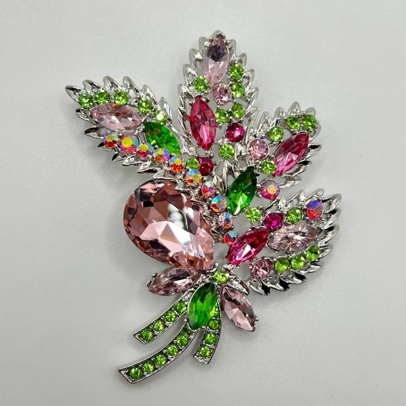 Vintage Crystal Glass Flower Brooch Fashion Plant Rhinestone Brooch Men and Women\'s Pins Clothing Accessories Gift Wholesale