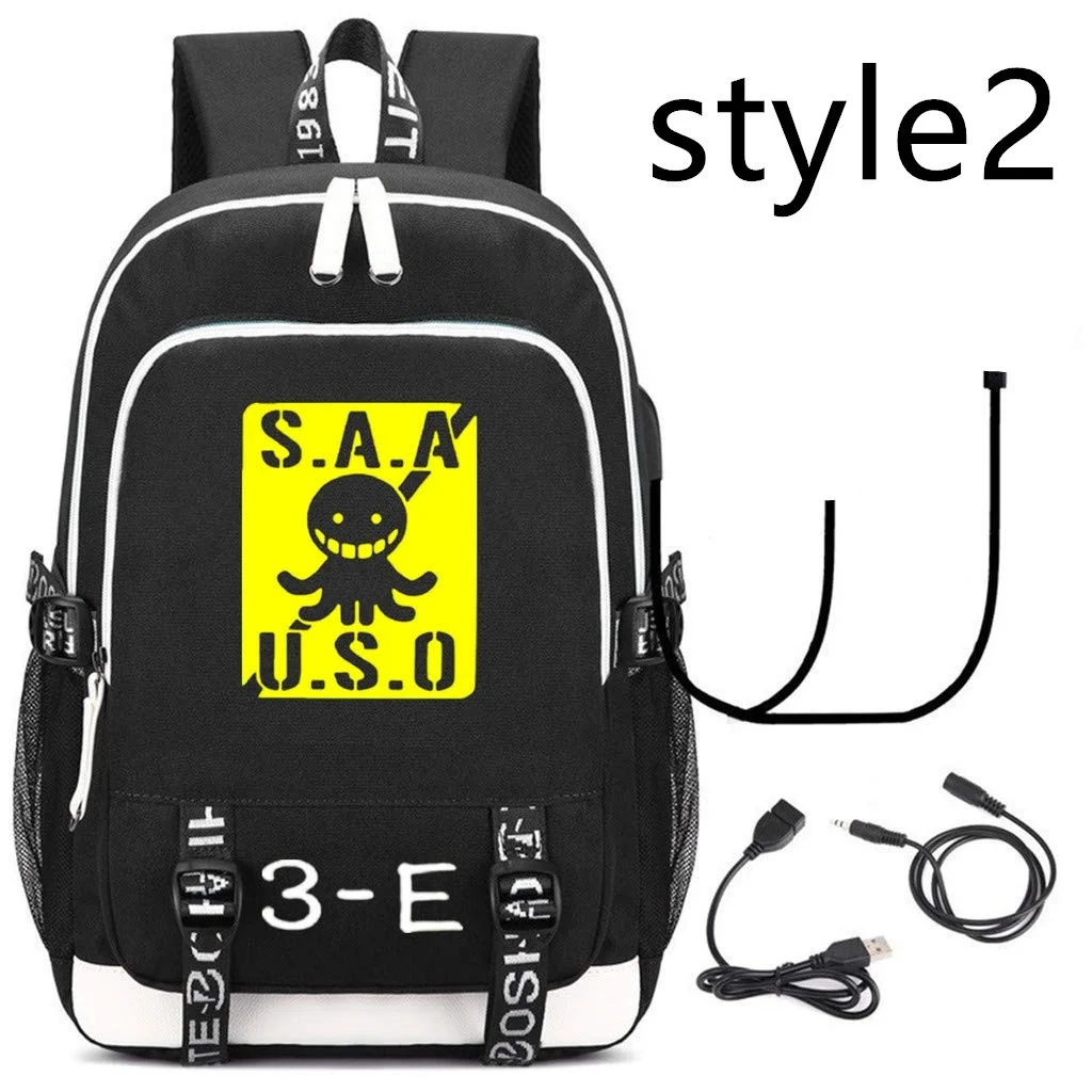 

Japan Anime Cartoon Assassination Classroom Cosplay Daypack Laptop Bag Backpack School Bag with USB Charging Backpacks