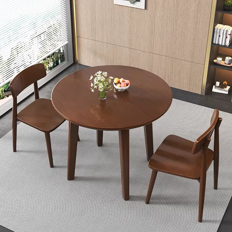 For Wood Round Luxury Dining Table Dressing Study Reception Space Saving Dining Table Outdoor Coffee Commercial Furniture