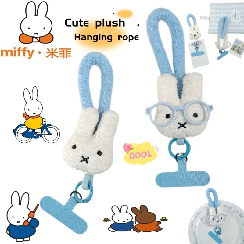 

Miffy phone lanyard, cute and fashionable creative plush short single-buckle woven chain keychain, birthday gift for friends