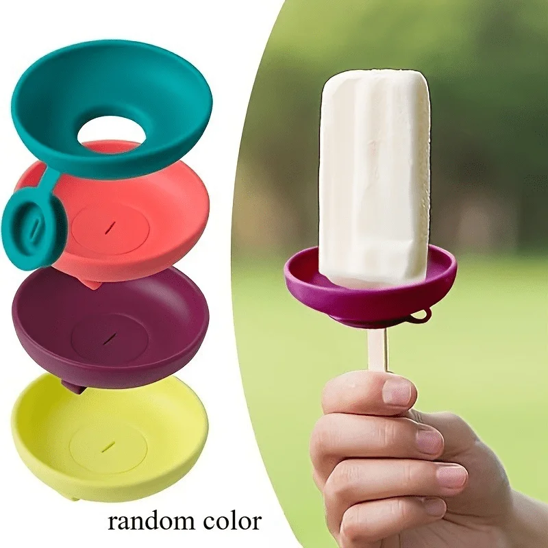 Silicone Popsicle Drip Catcher Reusable Ice Cream Holder Anti Drip Bowl for Kids Summer Ice Lolly Accessories Random Color