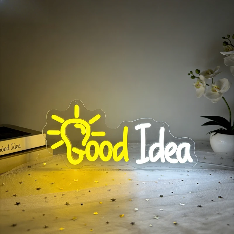 

Good Idea Neon Sign LED Night Light USB Aesthetic Wall Art Desk Lamp for Bedroom Office Game Room Home Decor Inspirational Gift