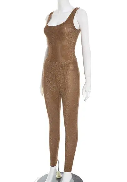 Trendiges und sexy Set aus ärmellosem Camisole-Overall mit quadratischem Ausschnitt und engen Hosen, sommerliches, modisches und personalisiertes Damen-Set