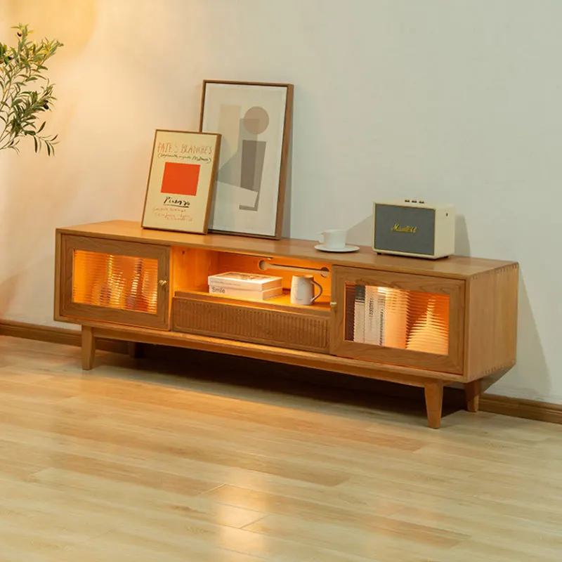 Mobile TV nordico in legno massello di ciliegio, moderno e semplice, tavolino da caffè in noce nera, combinazione di mobili per soggiorno