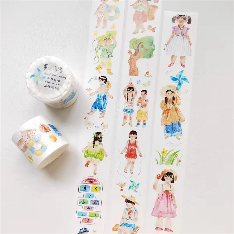 Normi Studio Lovely Girl Play In Beach Matte PET Washi Tapes Collage Card Making Material DIY For Scrapbooking Journal Sticker