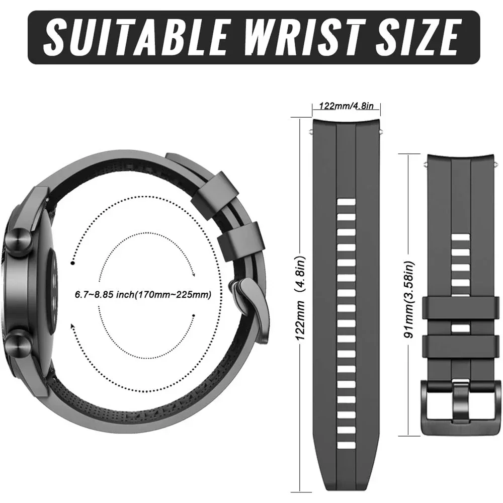 20 22mm Sport Silicone Strap For Garmin Vivoactive 6 5 4 Watch Band Forerunner 165 570 265 255 Music Venu 3 Replacement Bracelet