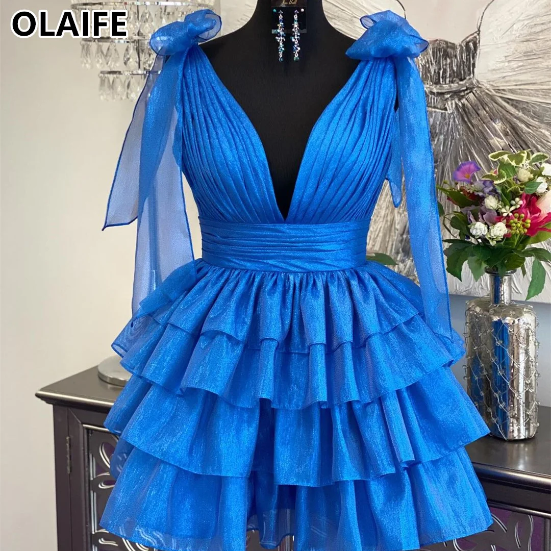 

OLAIFE Spaghetti Strap Homecoming Dresses Short vestidos de graduación Prom Party Gowns V Neck Elegant Evening Gowns 2024