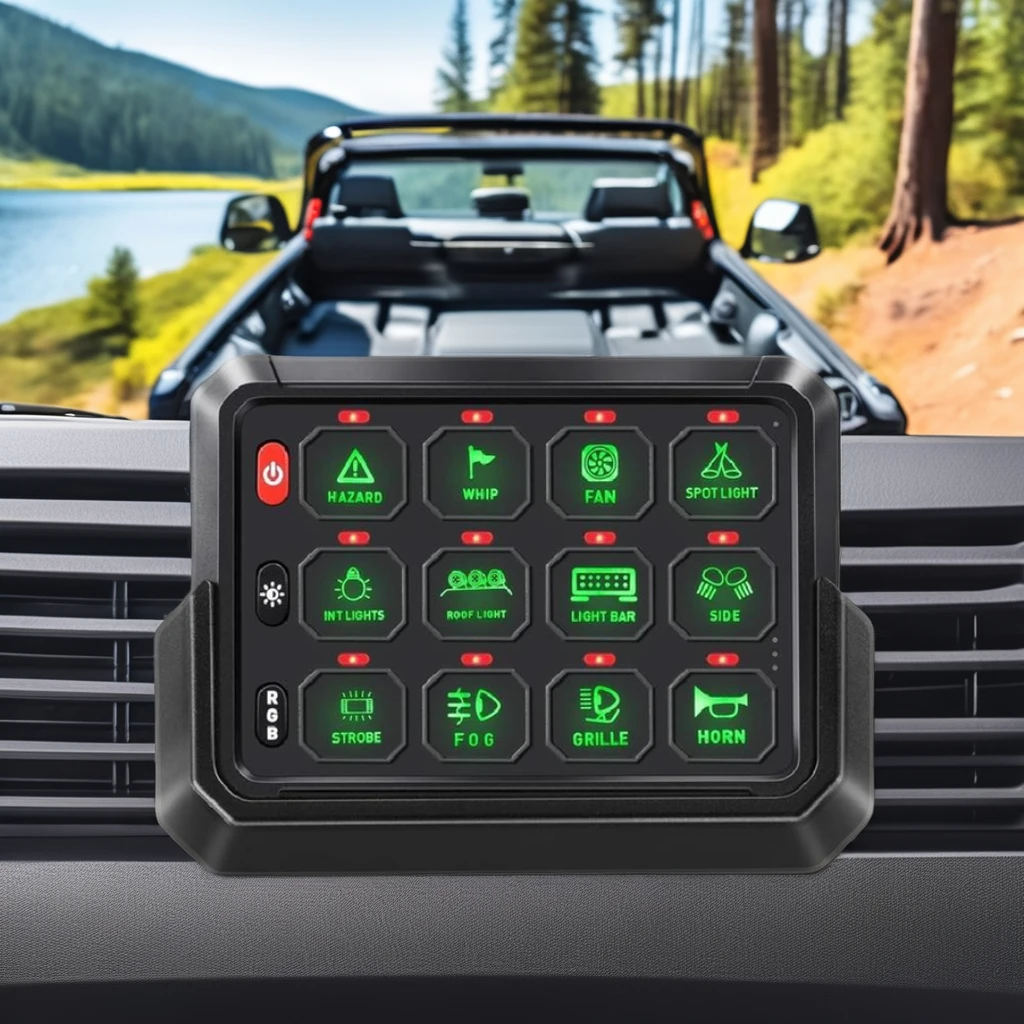 

Беспроводные панели управления RGB с 5 уровнями яркости, импульсным стробированием и Bluetooth, 12-канальный блок реле 12В для автомобилей