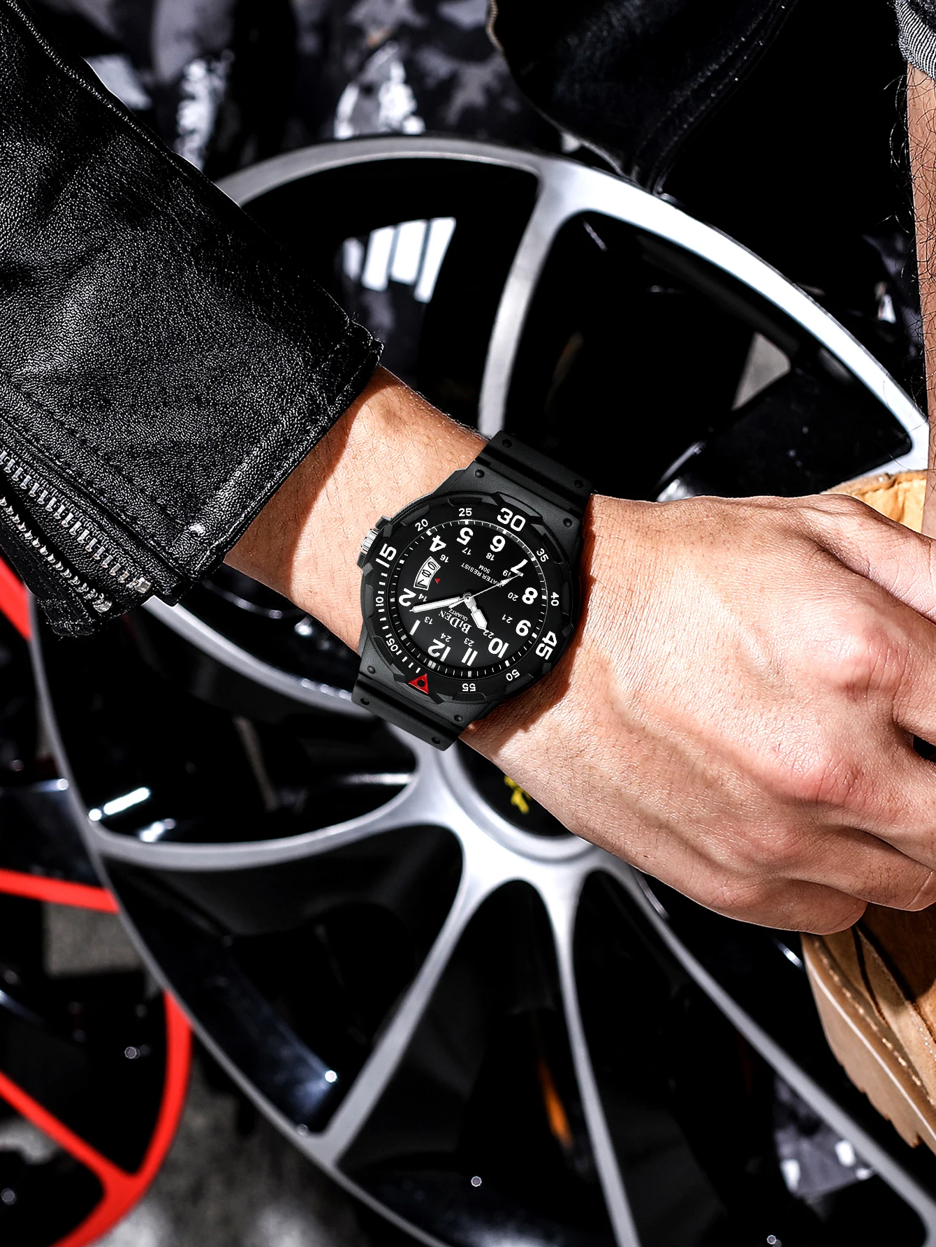 ساعة بيدن كوارتز متعددة الوظائف للرجال مقاومة للماء بتقويم مضيء وساعات رياضية للرجال خفيفة الوزن 5ATM سهلة القراءة #5