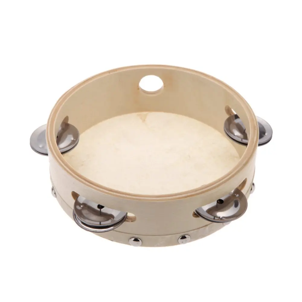 

AAAF 6in Hand Held Tambourine Drum Bell Metal Jingles Percussion Musical Toy for KTV Party Kids Games