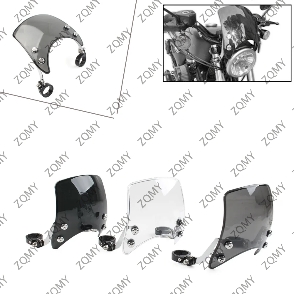 

Motorcycle Headlight Windshield Wind Deflector Windscreen With Bracket and Screws For Harley Davidson 48 883 1200