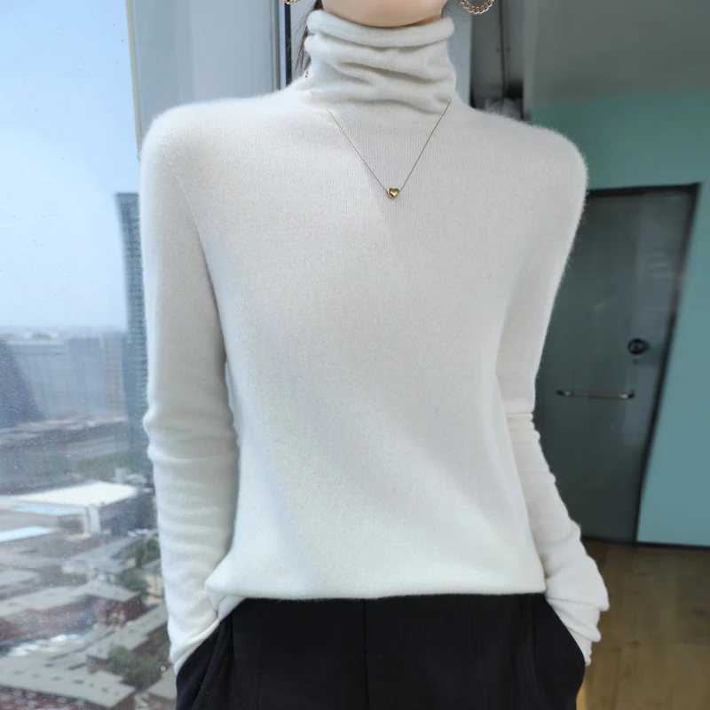 

2024 autumn and winter new fashionable pure wool pile collar slimming wool sweater