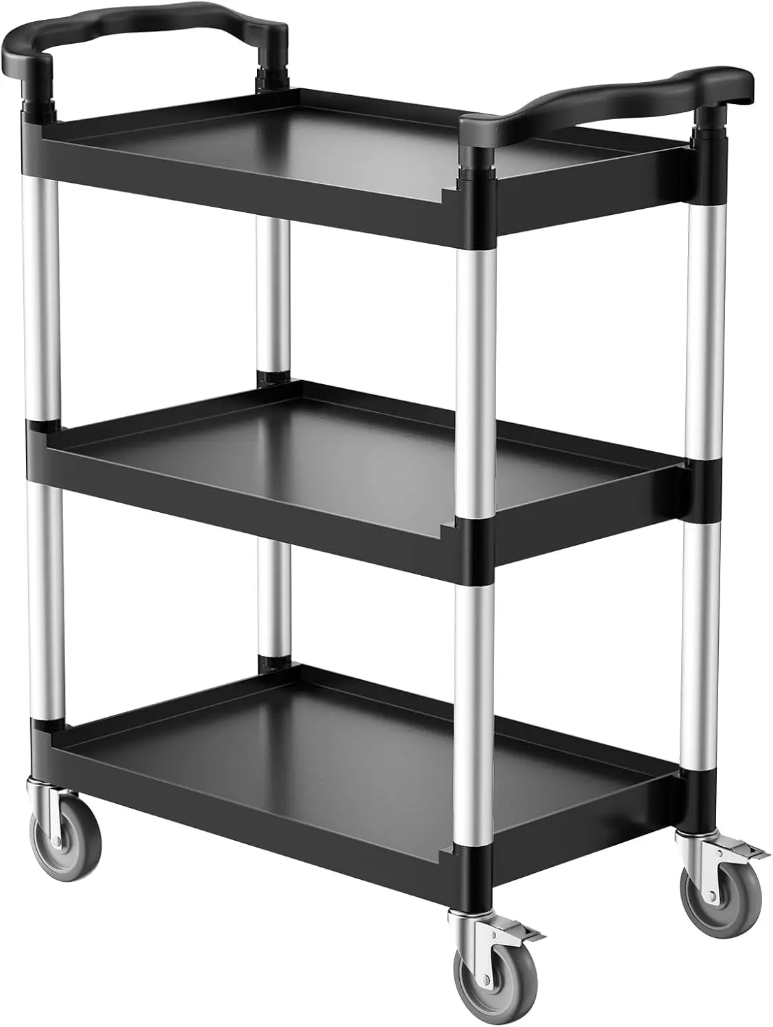 

3-Tier Utility Cart with 360° Swivel Wheels, 300 lbs Capacity for Warehouse, Office, Home Use