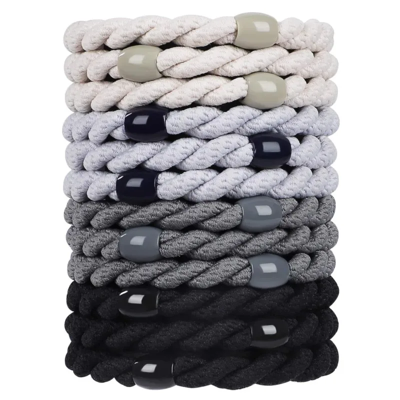 12pçs pulseiras elásticas sem danos, faixas de cabelo fofas, faixas de algodão, suporte de rabo de cavalo de tecido macio para meninas e mulheres, acessórios