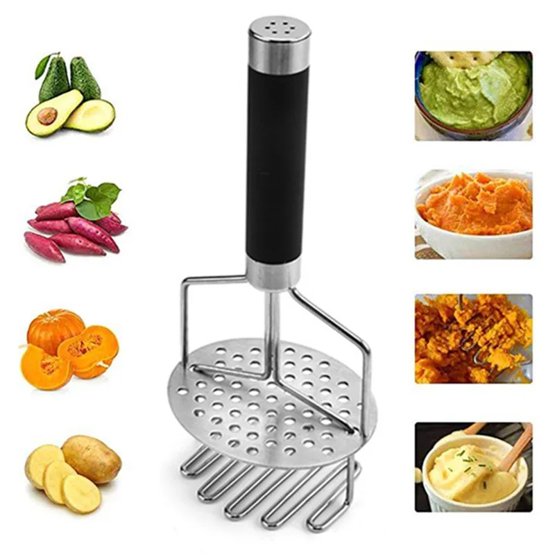 

2023 New Kitchen Tool Double-layer Stainless Steel Potato Press Masher Potato Masher Sweet Potato Fruit Manual Masher