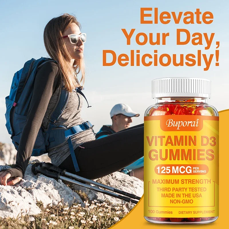 Vitamin D3 Gummies - Support Brain Heart Joint Bone Skin Hair Nail Health Antioxidant Support Immunity Boost