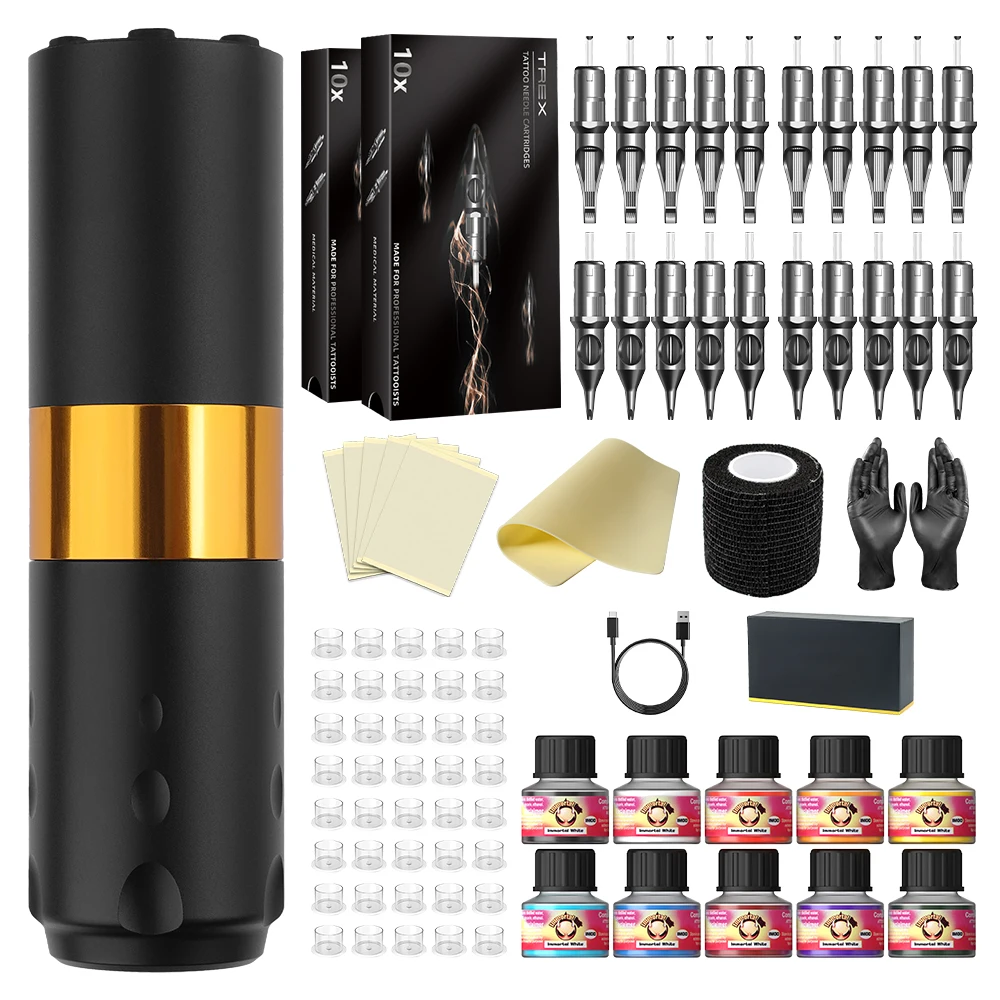 

Tattoo Kit KISS OF DRAGON Wireless Tattoo Machine Kit For Makeup Tattoo Machine Complete Kit Power Supply Battery Tattoo Gun Set