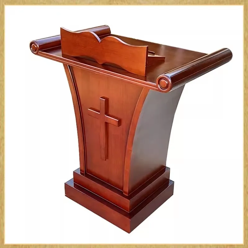 

Y Новая деревянная подставка для церковной лекции из новозеландской сосны, стол для выступлений, стол для хостинга, темный цвет 0,9 метра