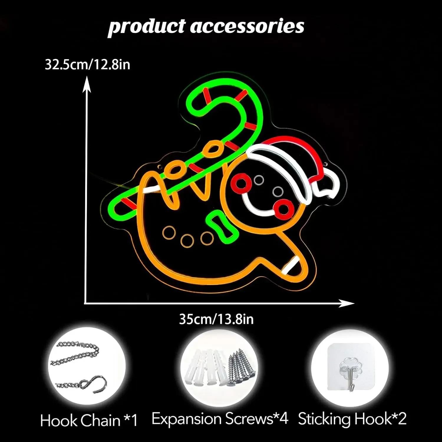    Neonowy znak LED w kształcie laski cukrowej, zasilany przez USB, z możliwością ściemniania, do sypialni, salonu, klubu, baru, jaskini mężczyzny, na imprezy, prezenty, dekoracja ścienna