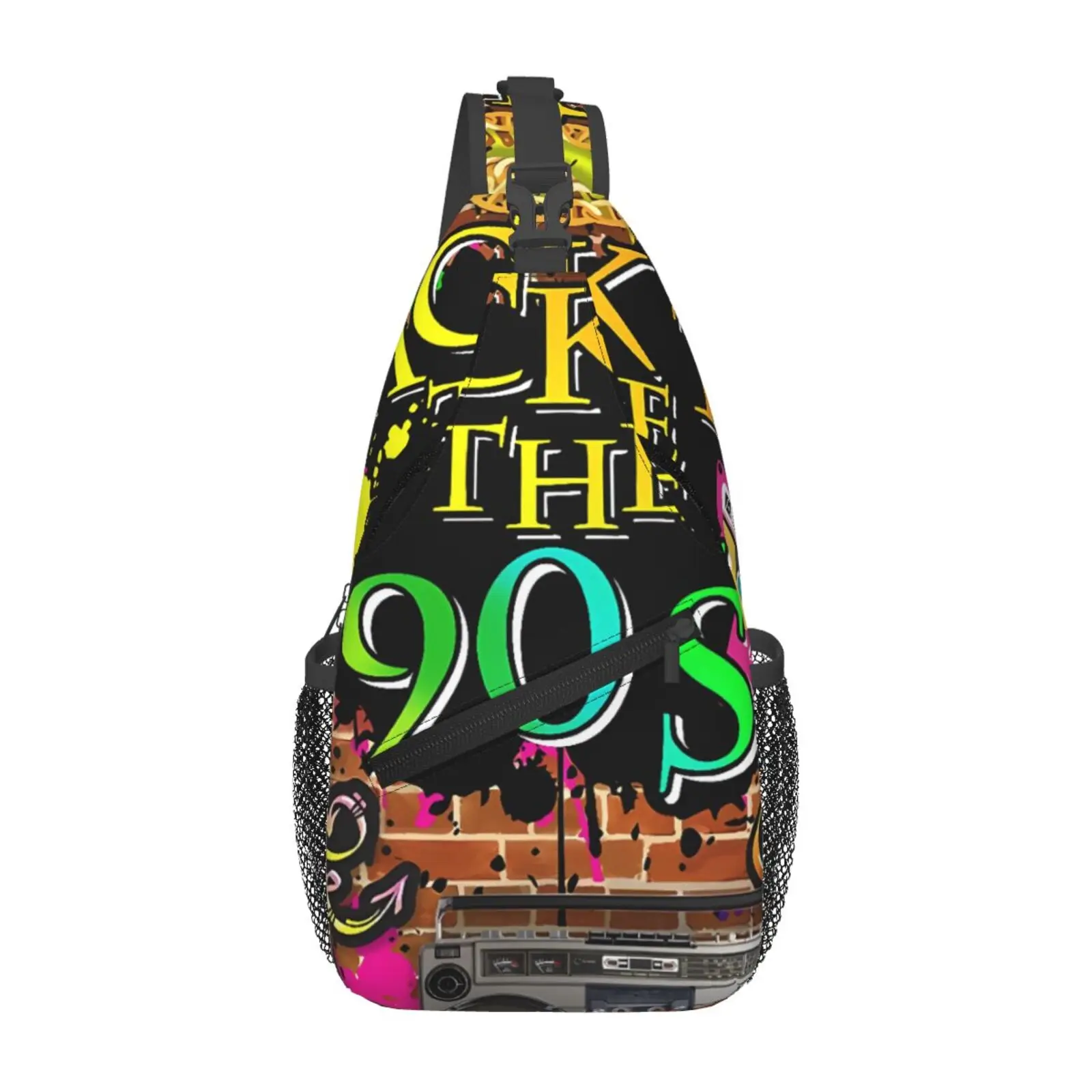 Retro 80s 90s Series Print Chest Bags Crossbody Sling Bag Travel Hiking Sports Backpack Casual Lightweight Daypack for Men Women