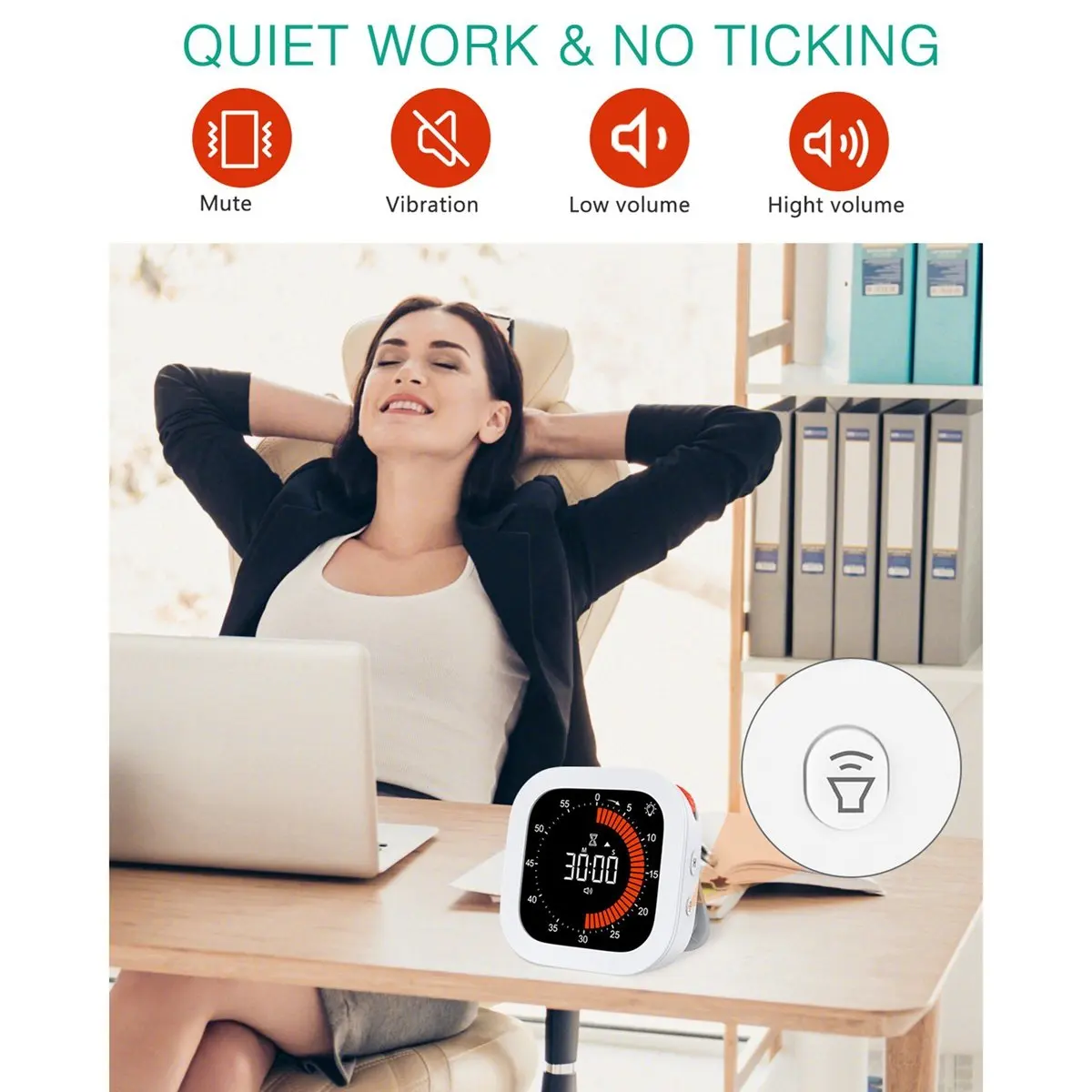 Upgraded Visual Timer Rechargeable Digital Countdown Kitchen Mechanical Cooking Timer Management Tool for Home School