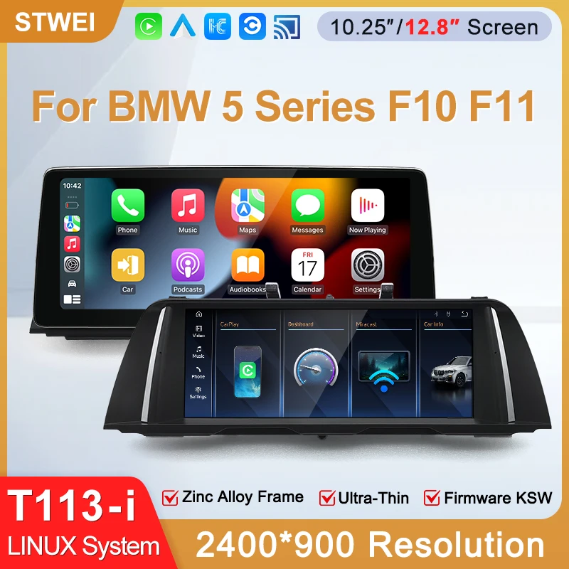 STWEI 2026 New Slim Screens Linux System 12.8inch 2400X900 Resolution For BMW 5Series F10 F11 Wireless CarPlay Auto player  KSW