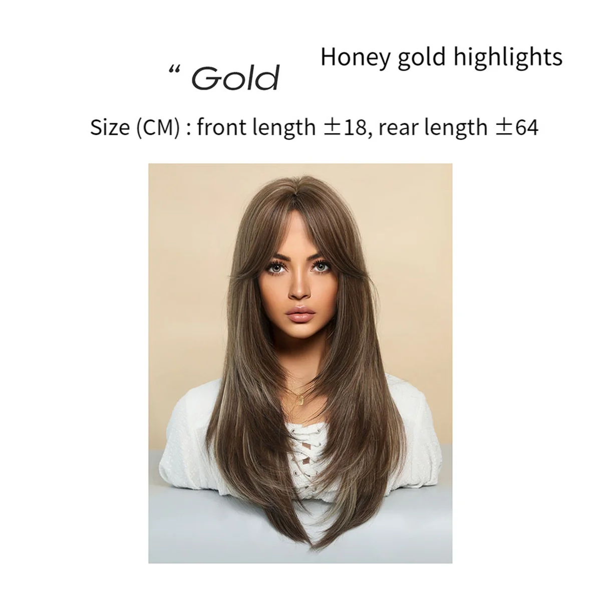 At53 64cm peruca de simulação europeia e americana feminino centro de cabelo longo dividido conjunto completo de cabelo longo conjunto feminino peruca, g