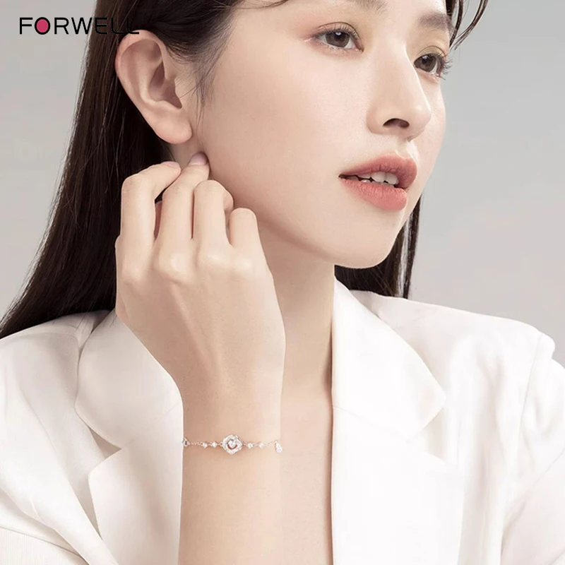 

FORWELL Women's Silver Bracelet Heart-Shaped Accessory Light Luxury Best Friend Fashion Jewelry Bracelet Gift
