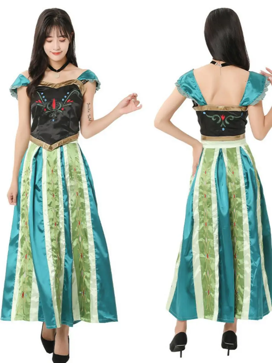 

een Ice And Snow Skirt Cosplay Anna Adult loween Costume Adult Princ Performance Outfit Polyester Spring