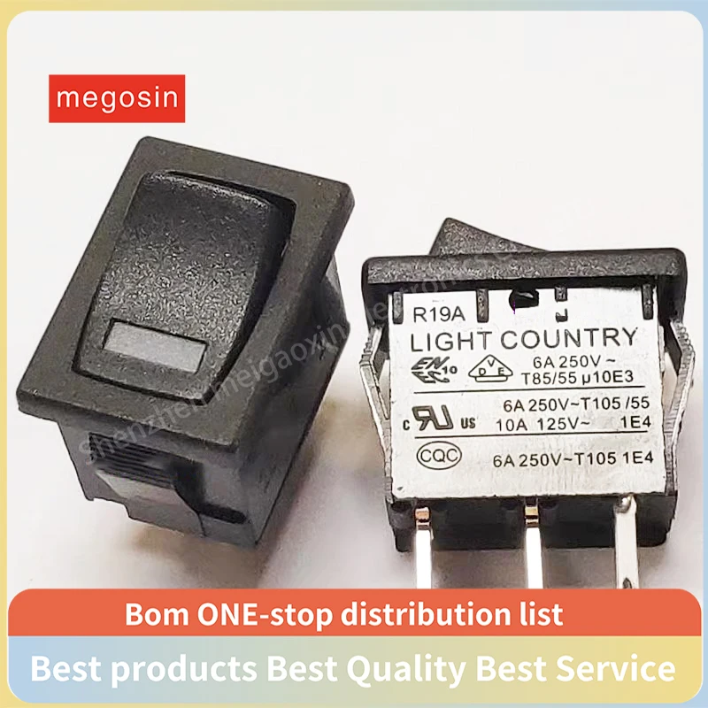 1~5pcs/lot R19A 15*21MM with light 2 gear 2 pin with red light boat switch warping switch button 6A 250V