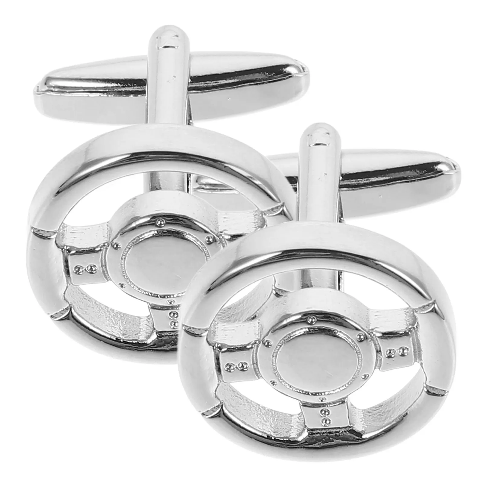 1Pair Steering Wheel Metal Cufflinks Groom Business Shirt Cuff Links Men Suit Accessories Elegant French Design Tuxedo Buttons